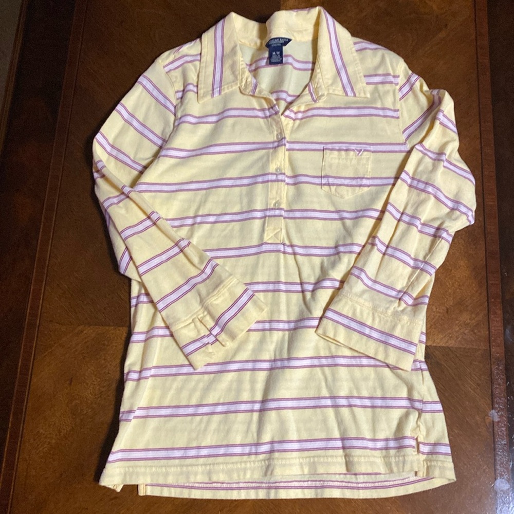Y2K American Eagle Outfitters Stretch Medium Polo yellow and red Cotton